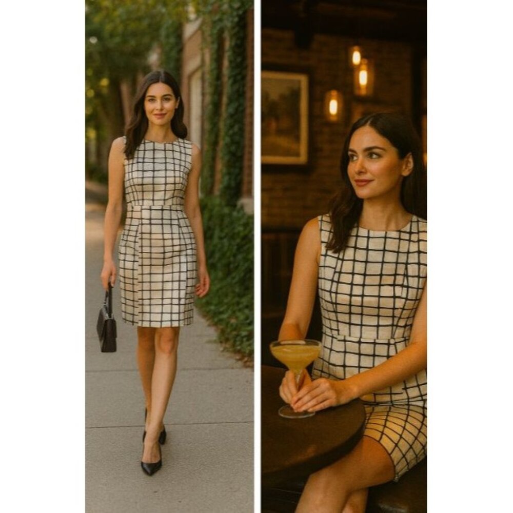 Banana Republic Silk Sheath Dress Size 4P Pleated Neck Career Wedding Guest